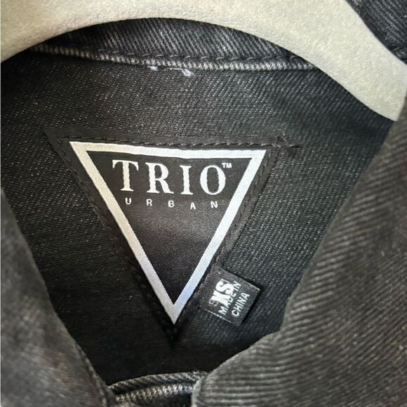 Trio Urban Lost Angeles Jean Black Jacket Cropped Cut Out Size XS - Picture 8 of 8